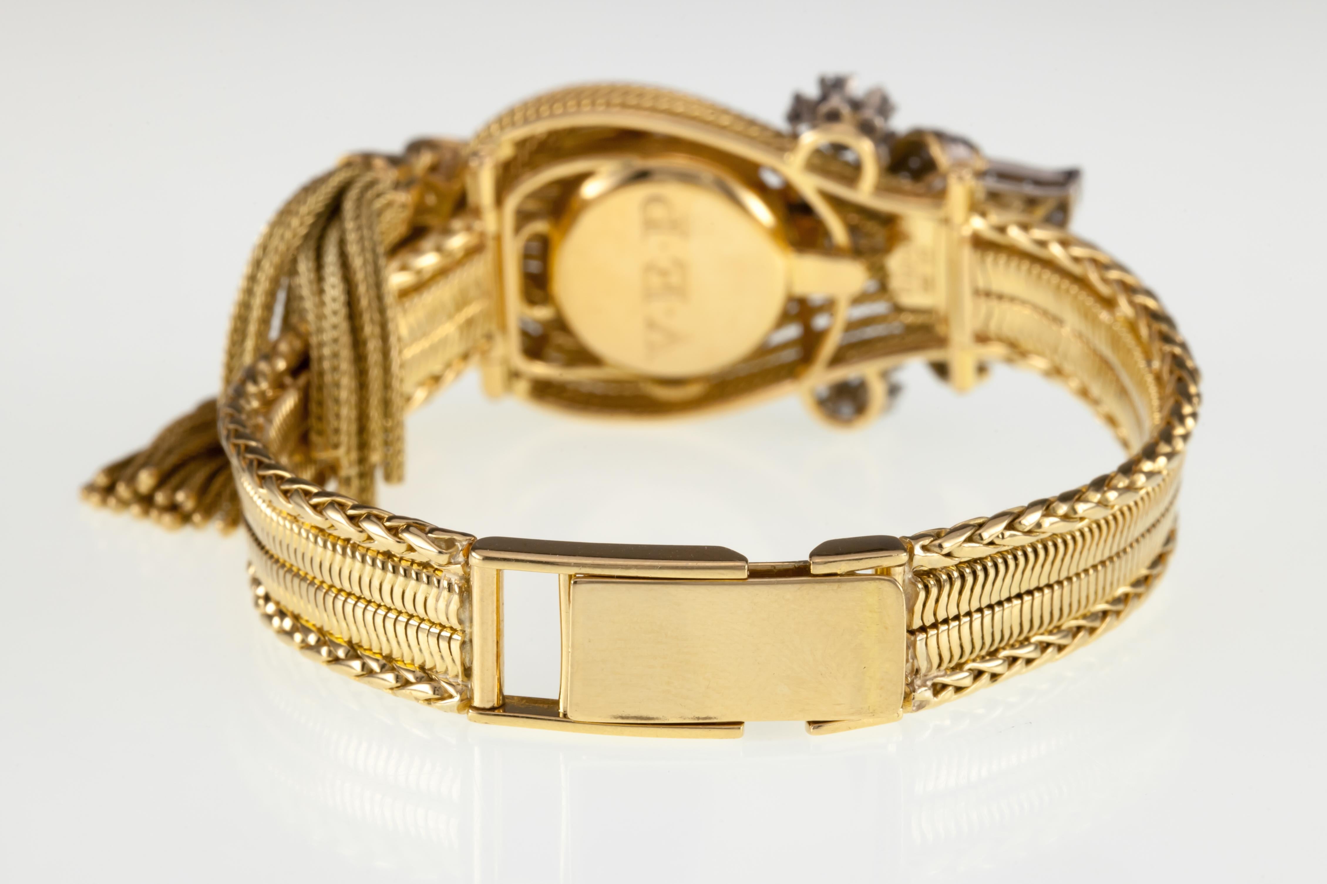 Round Cut Rolex Precision 18k Gold Diamond Bucherer Concealed Dial Women's Dress Watch 282