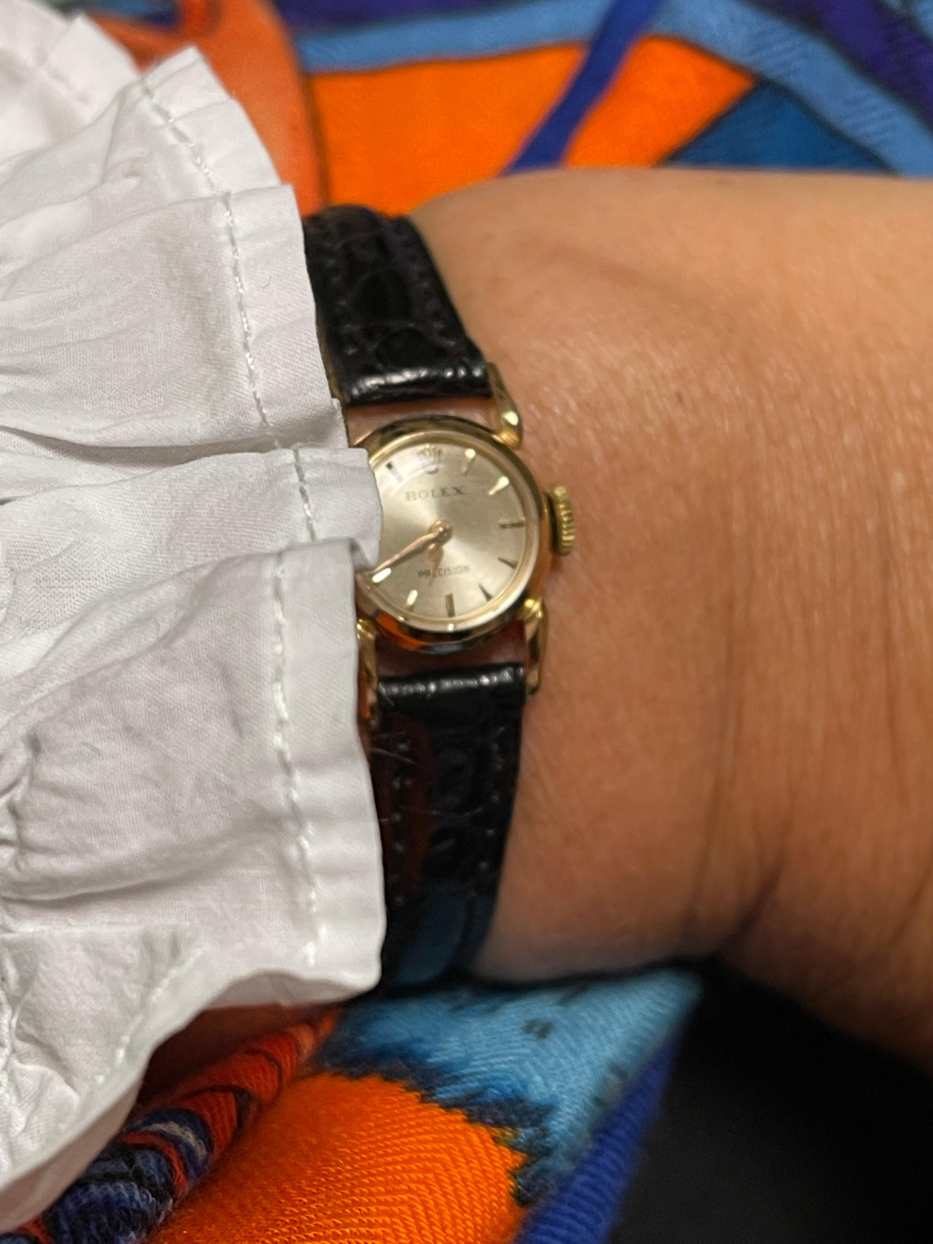 Women's Rolex Precision 18k Gold Watch for Ladies, 1950's