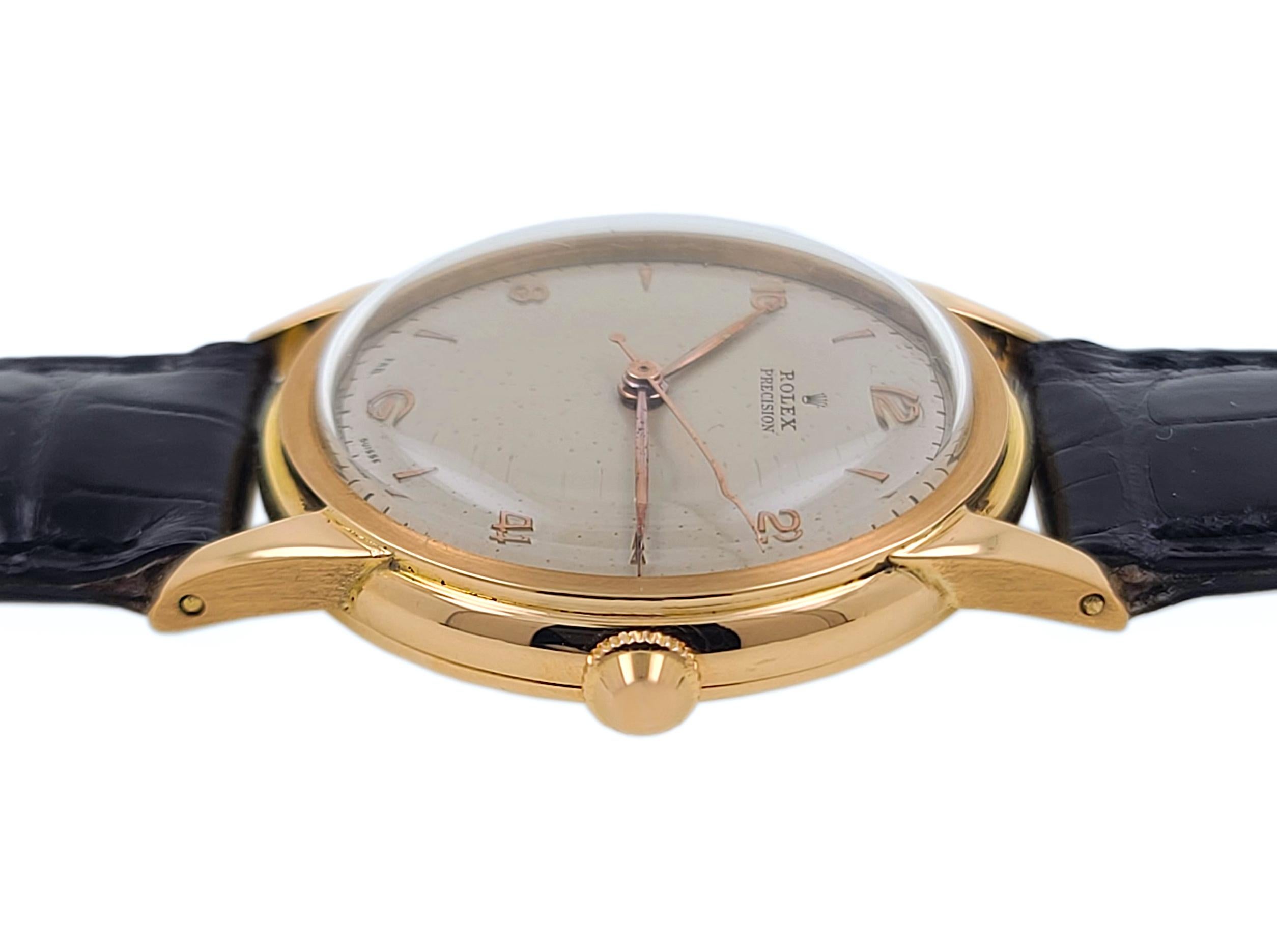 Men's Rolex Precision 18k Rose Gold Dress Watch 3745 Cal 710 Superbalance Pre Oyster For Sale