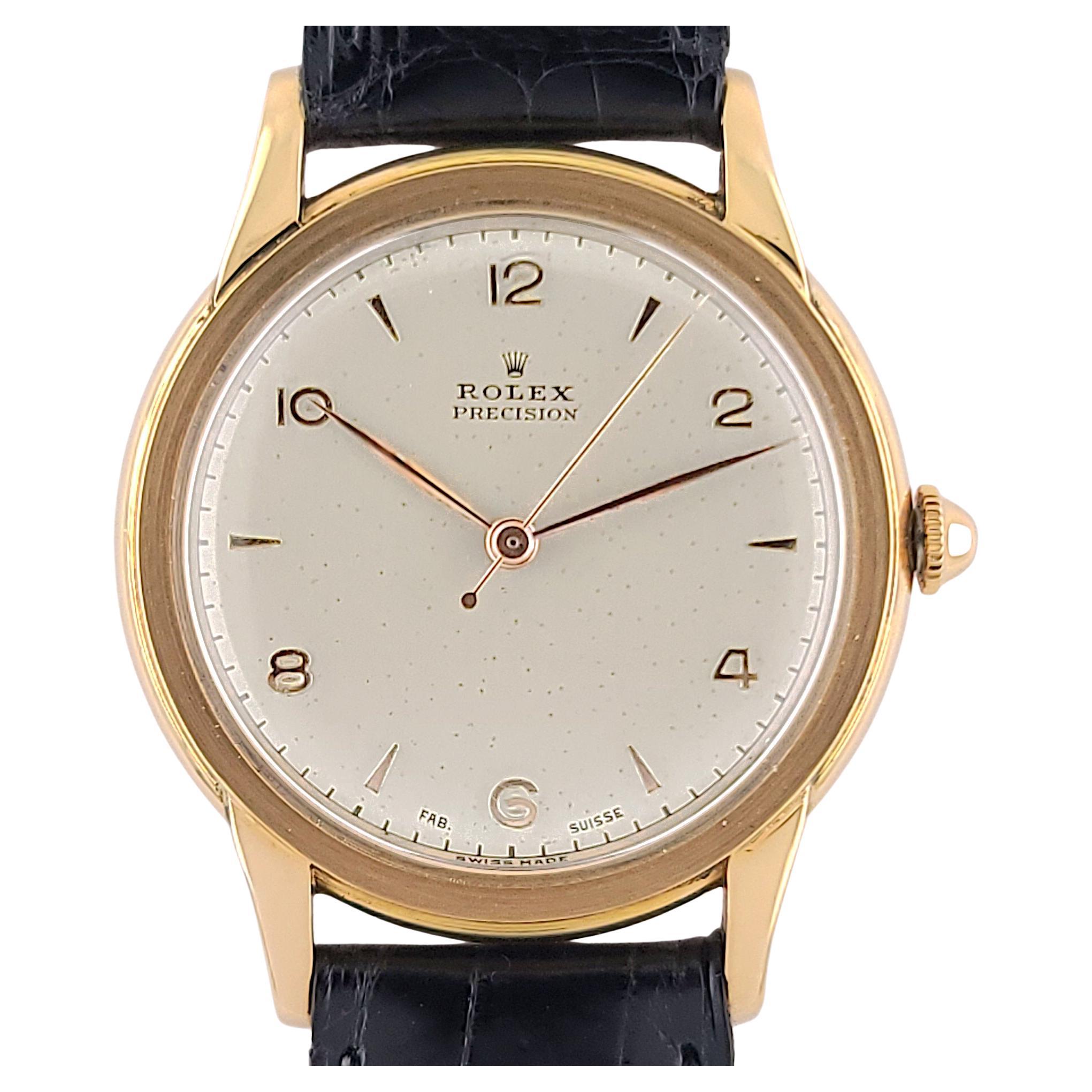 Rolex Precision 18k Roségold Kleiduhr 3745 Cal 710 Superbalance Pre Oyster im Angebot