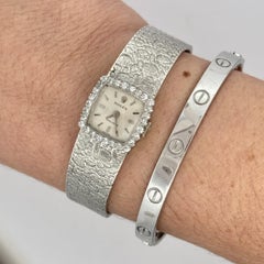 Rolex Precision 18K White Gold 18mm Diamond Bezel Watch