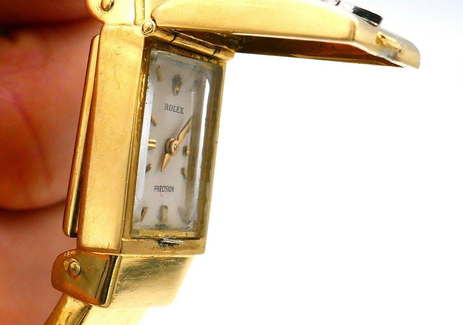 Rolex Precision 1960 Yellow Gold Diamond Ladies Wrist Watch Bracelet 4