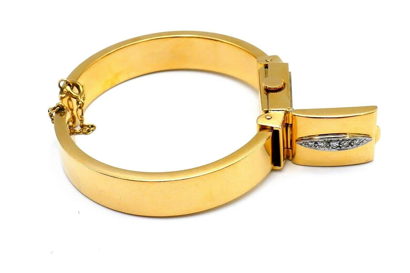 Round Cut Rolex Precision 1960 Yellow Gold Diamond Ladies Wrist Watch Bracelet
