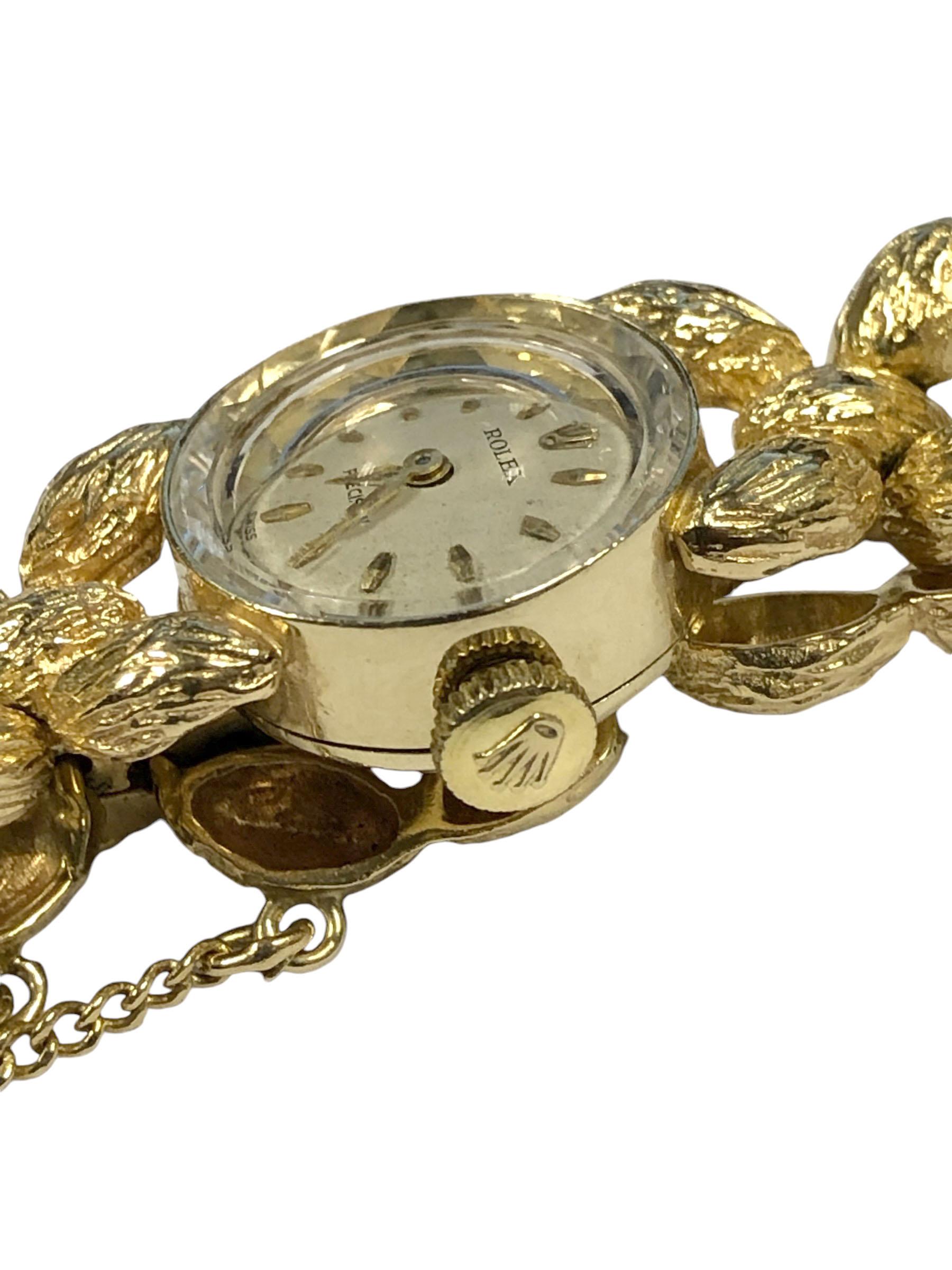 Rolex Precision 1960s Yellow Gold Ladies Bracelet Wrist Watch In Excellent Condition In Chicago, IL