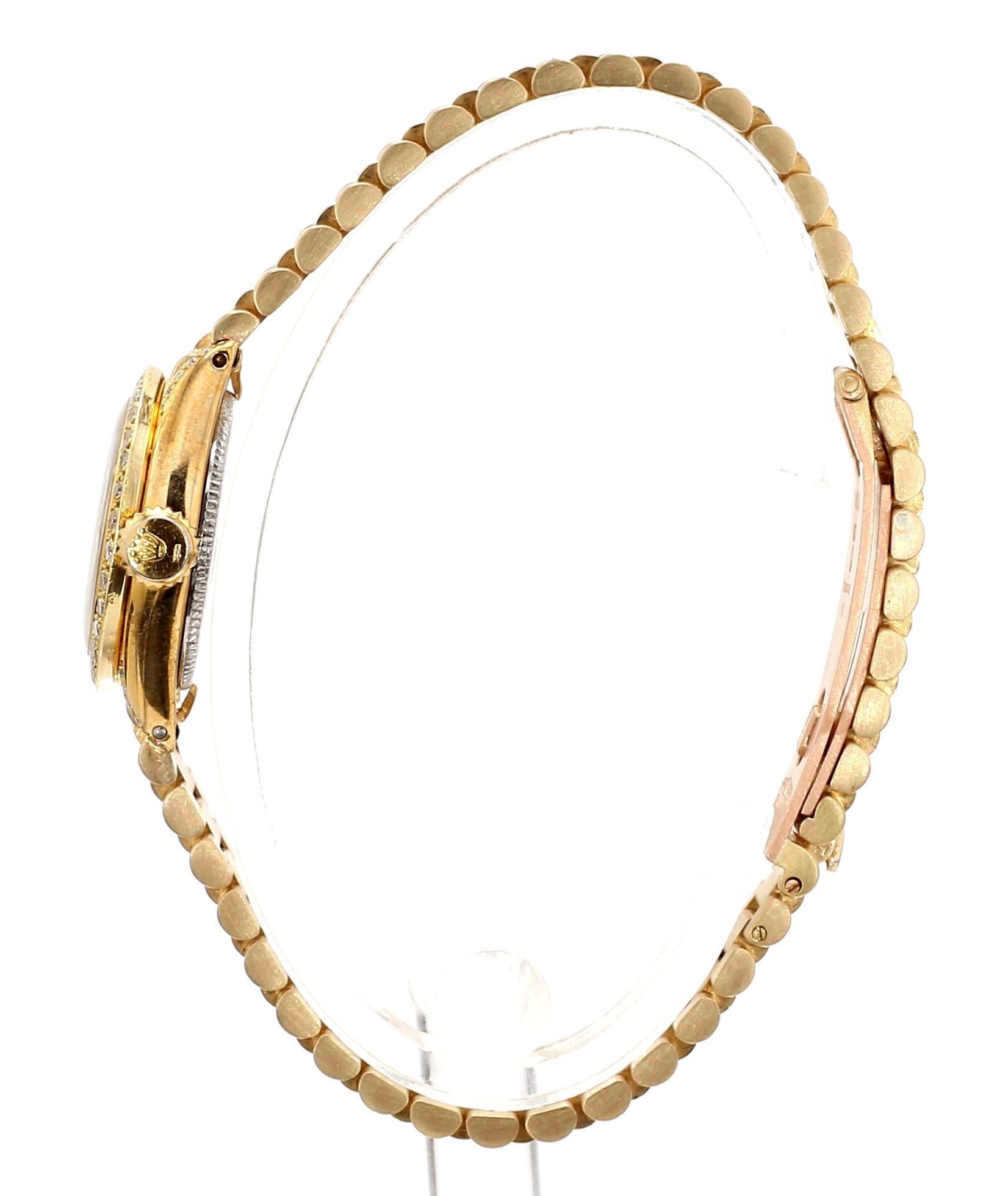 Modern Rolex Precision 22mm Diamond Bezel 18K Gold Watch