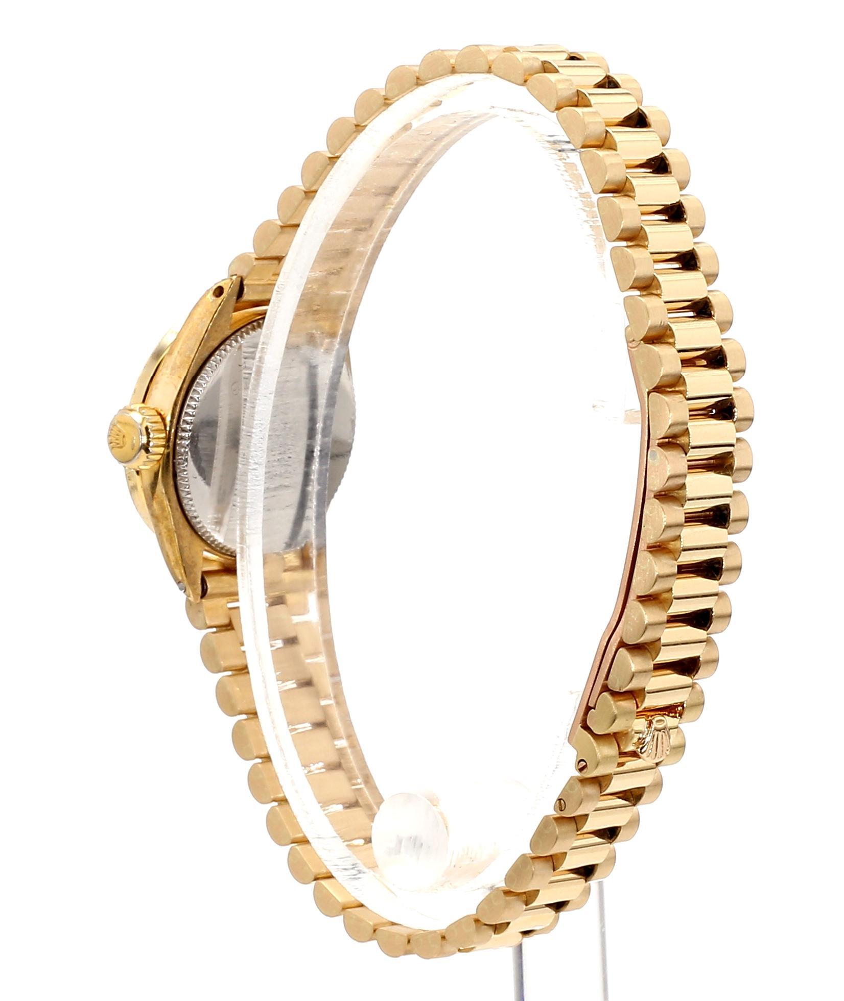 Rolex Precision 22mm Diamond Bezel 18K Gold Watch In Excellent Condition In Miami, FL