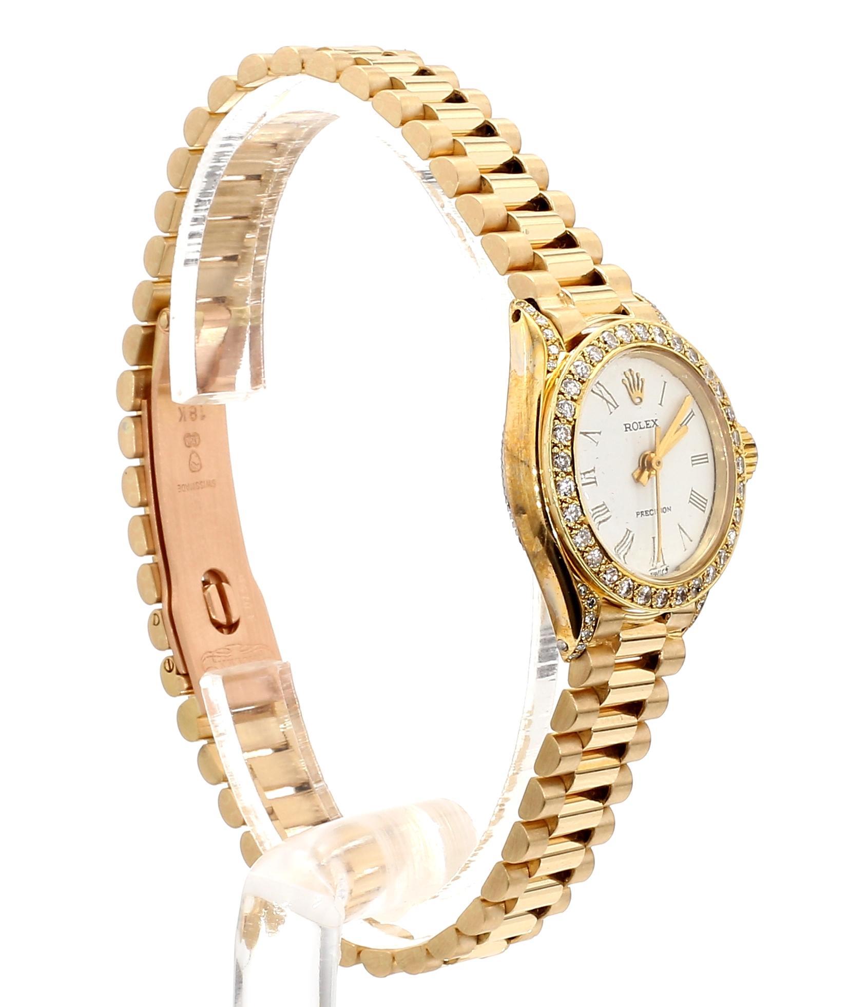 Rolex Precision 22mm Diamond Bezel 18K Gold Watch 3