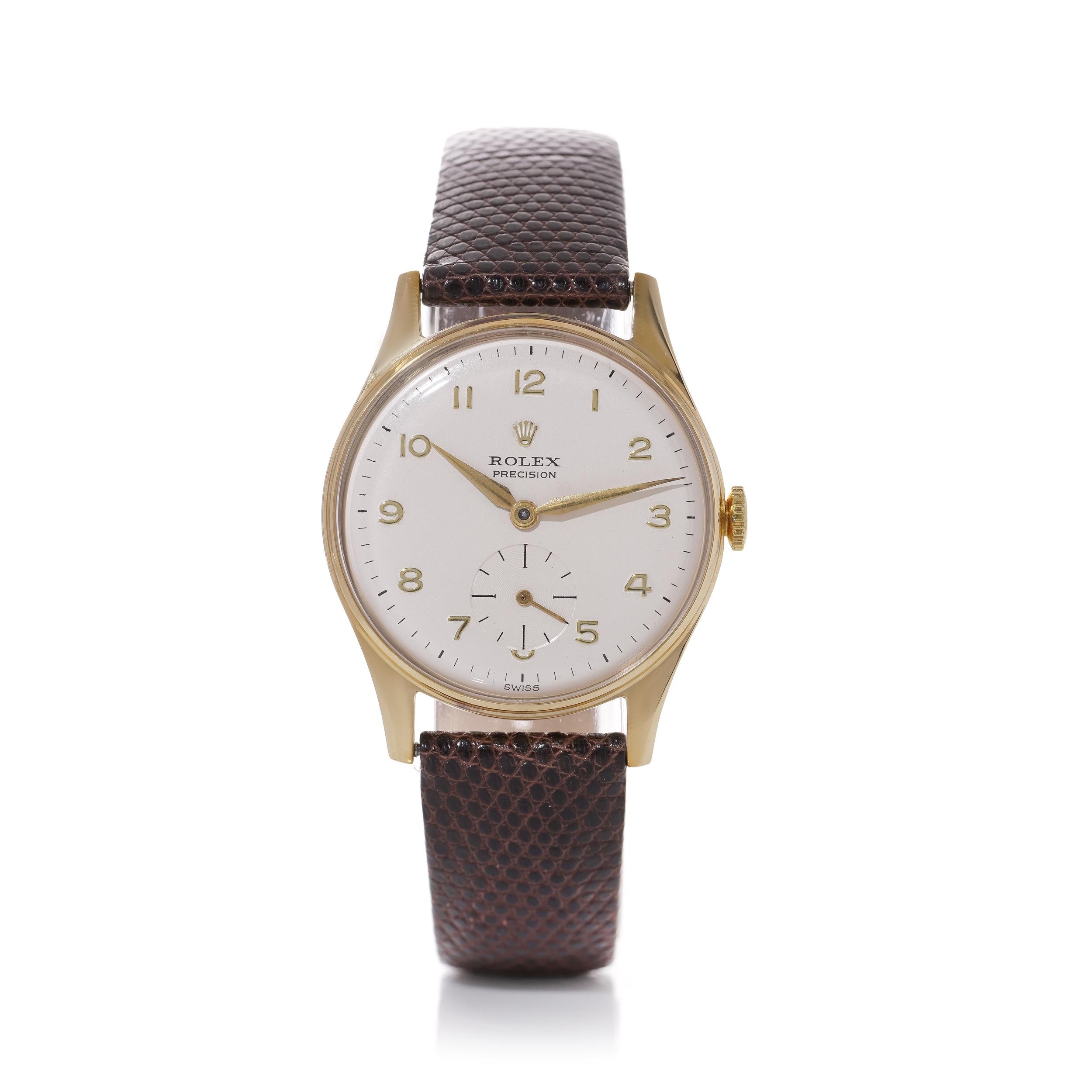 Rolex Precision 9kt. gold men's manual winding wristwatch with Dennison case  9
