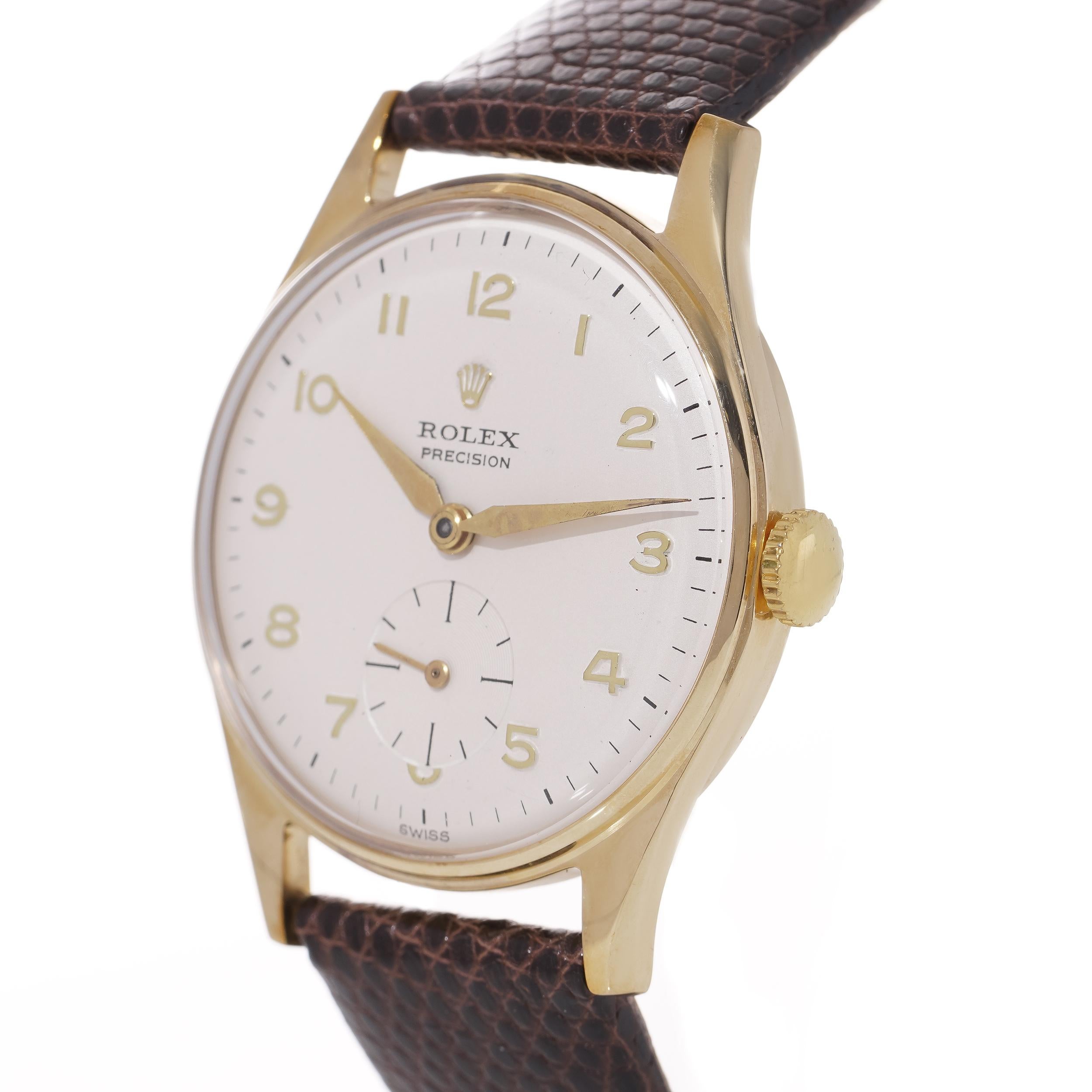 Rolex Precision 9kt. gold men's manual winding wristwatch with Dennison case  1