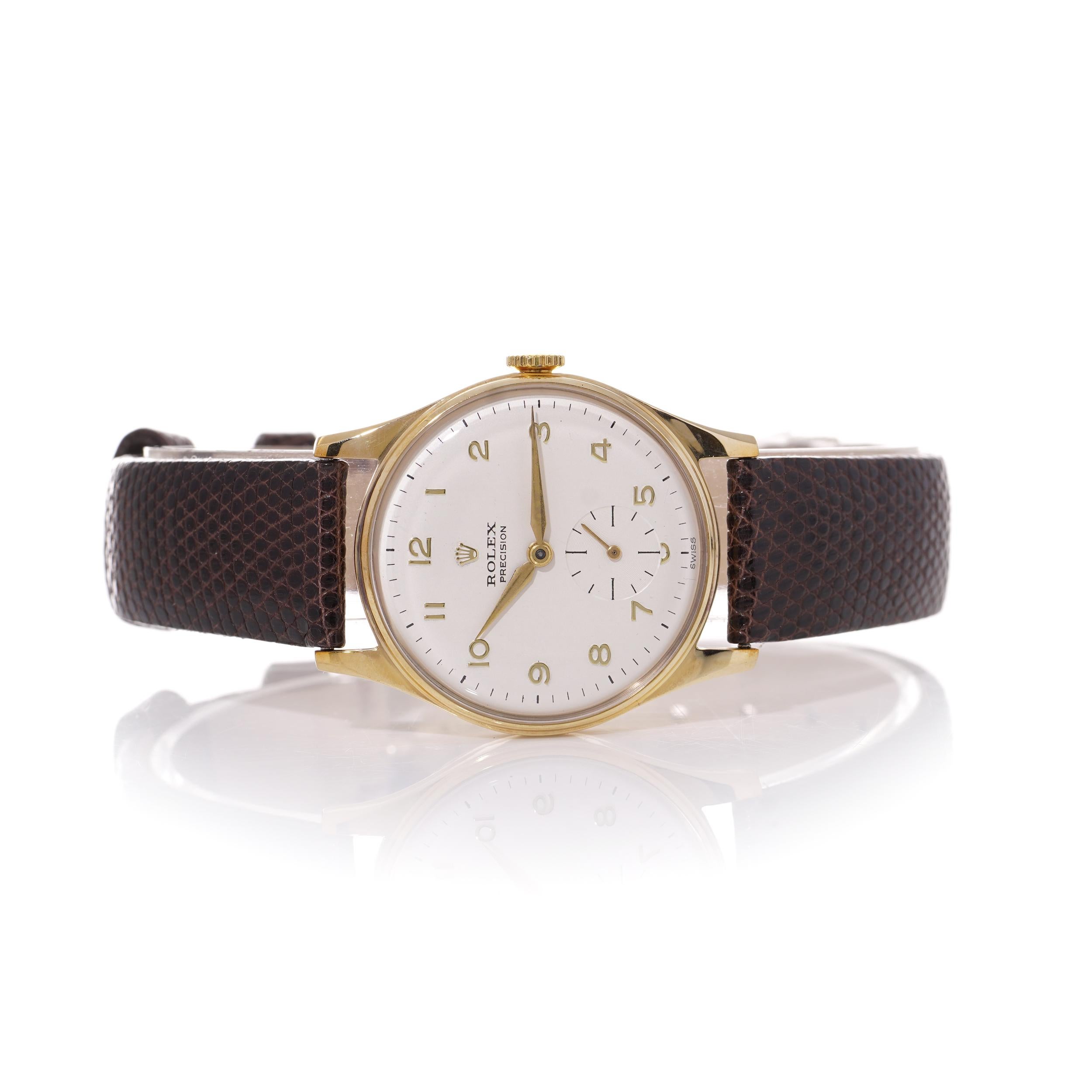 Rolex Precision 9kt. gold men's manual winding wristwatch with Dennison case  2
