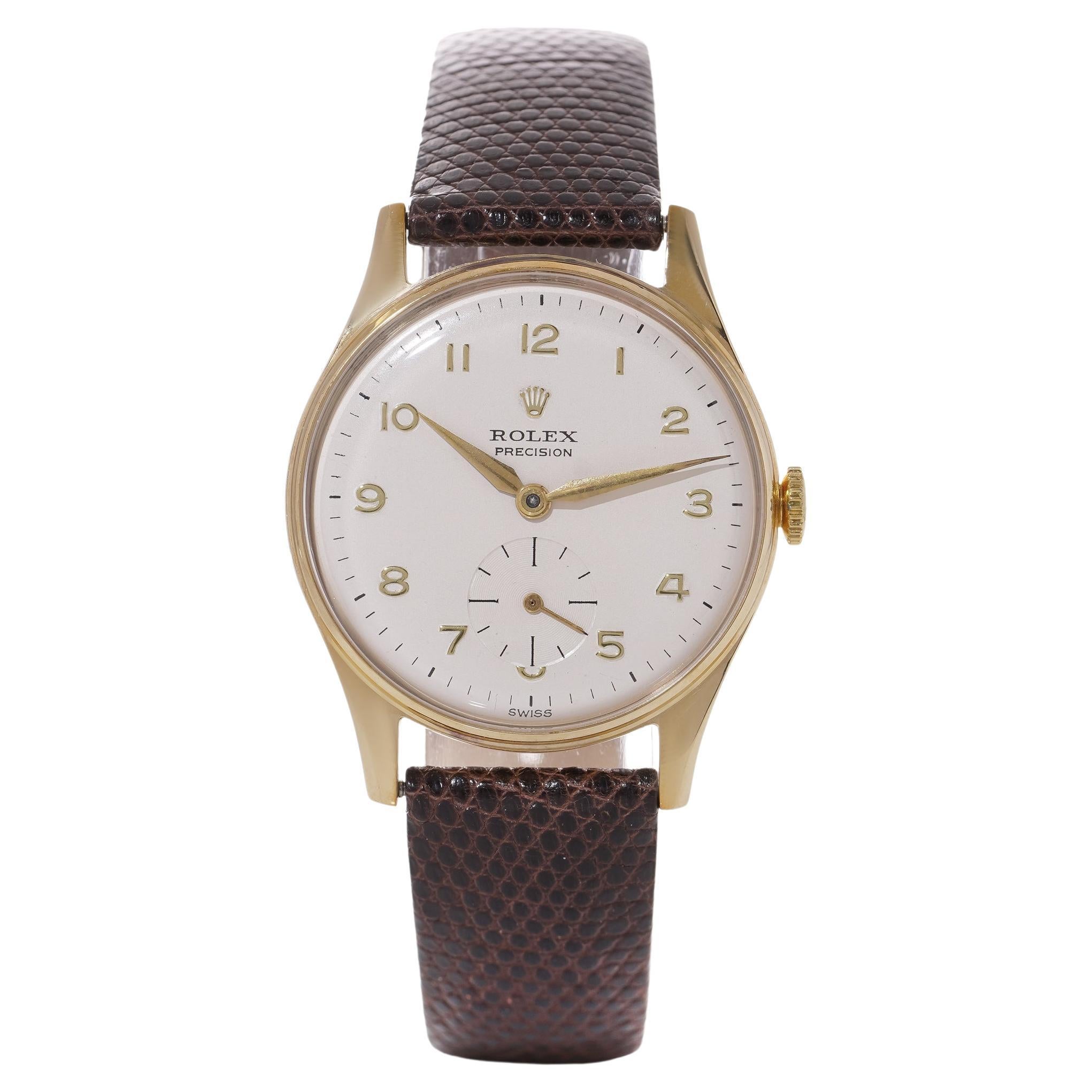 Rolex Precision 9kt. gold men's manual winding wristwatch with Dennison case 