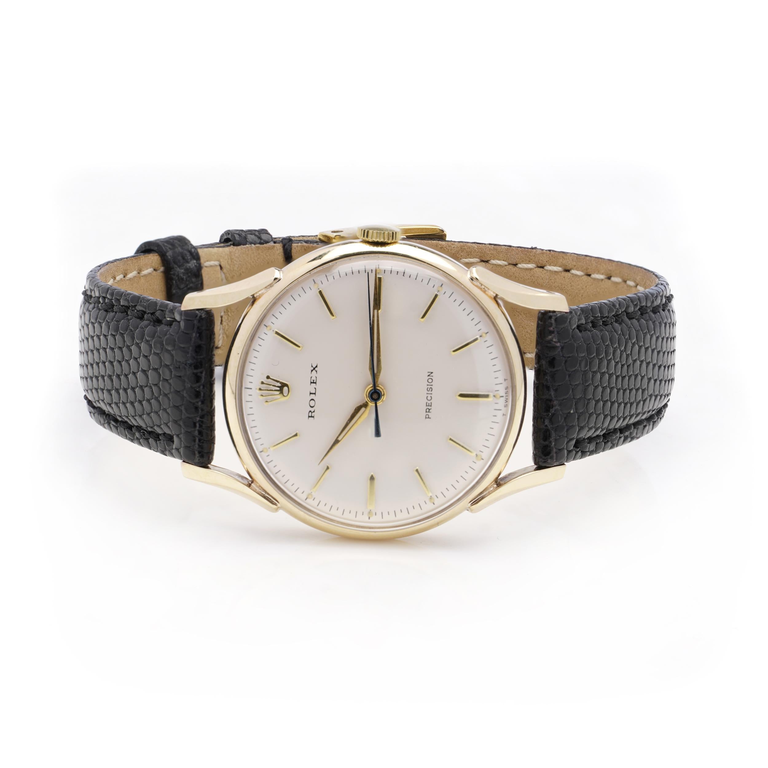 Rolex Precision 9kt. Yellow Gold Men's Wristwatch with White Dial, 1957 1