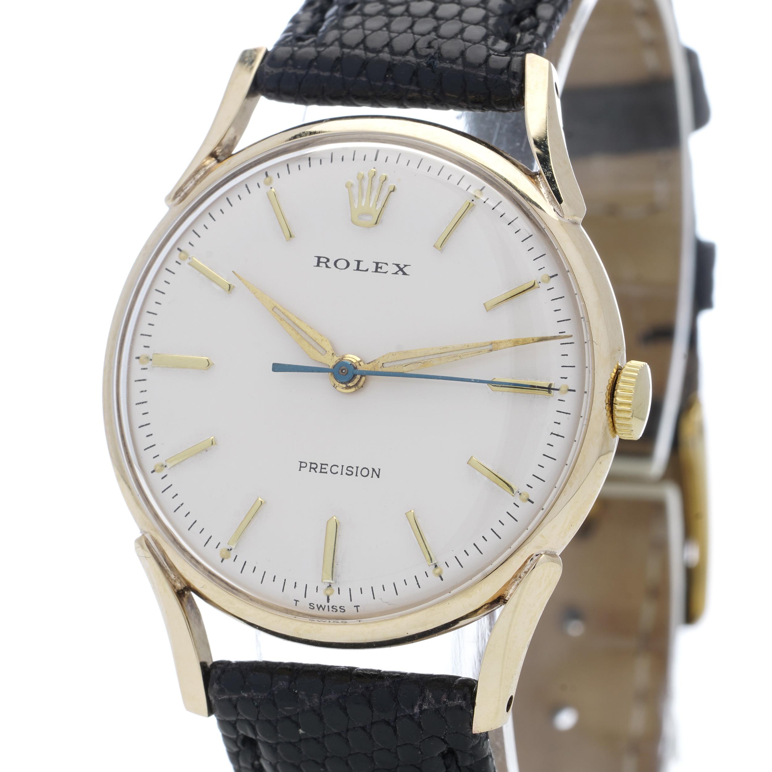 Rolex Precision 9kt. Yellow Gold Men's Wristwatch with White Dial, 1957 2