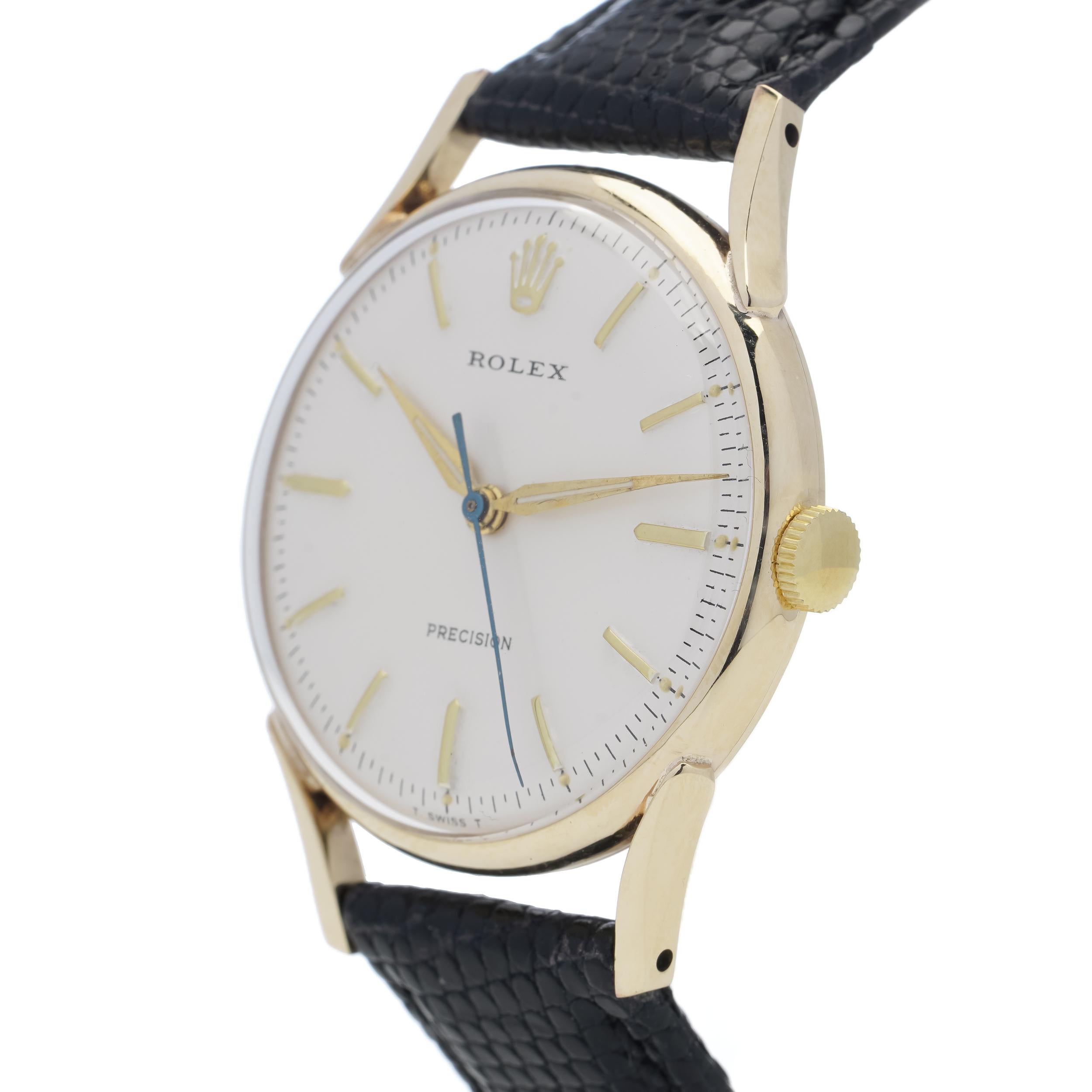 Rolex Precision 9kt. Yellow Gold Men's Wristwatch with White Dial, 1957 3
