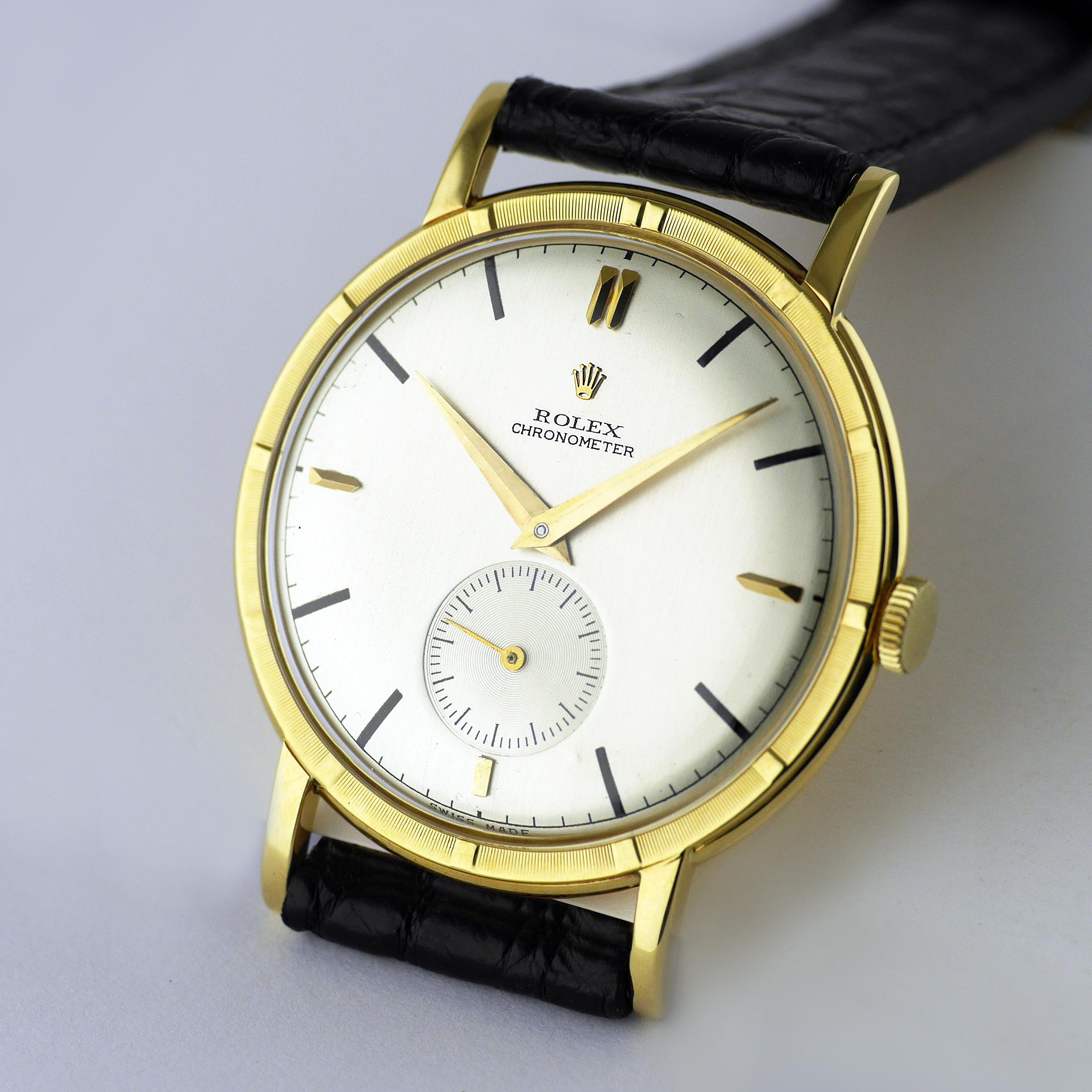 Post-War Rolex Precision Gold Wristwatch c1947 For Sale