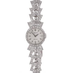 Rolex Precision Ladies white 18kt. gold and steel vintage manual cocktail watch