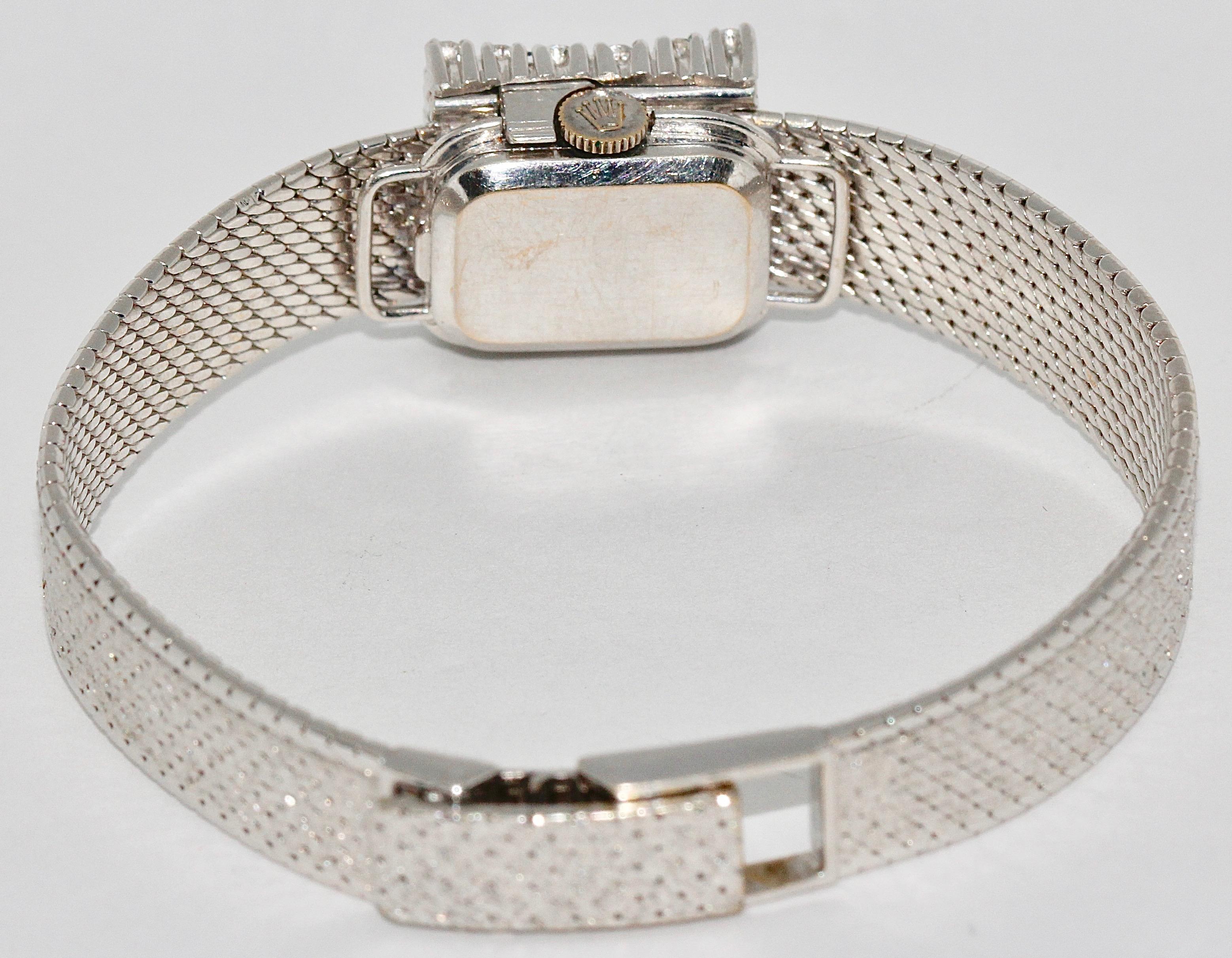 Women's Rolex Precision Ladies Wristwatch, 18 Karat White Gold, with Diamonds