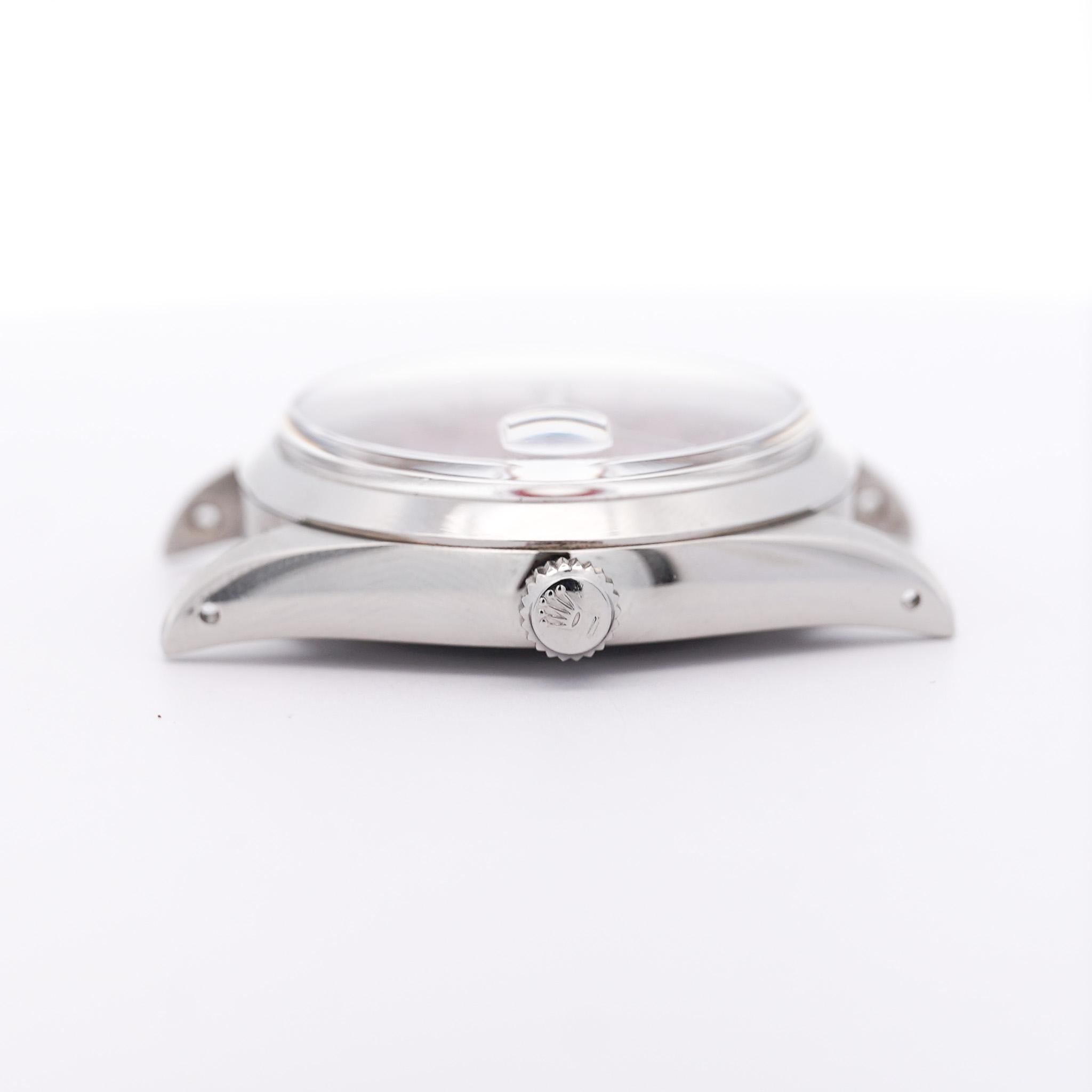 Stainless Steel 34MM Rolex Oysterdate Precision 6694 Automatic- Red Dial (Vintage 1969). Watch face only. Contact us for a watch bracelet or strap.

Item Type: Watch
Model: Rolex Oysterdate Precision
Year: 1969 (Vintage)
Dial: Red (aftermarket