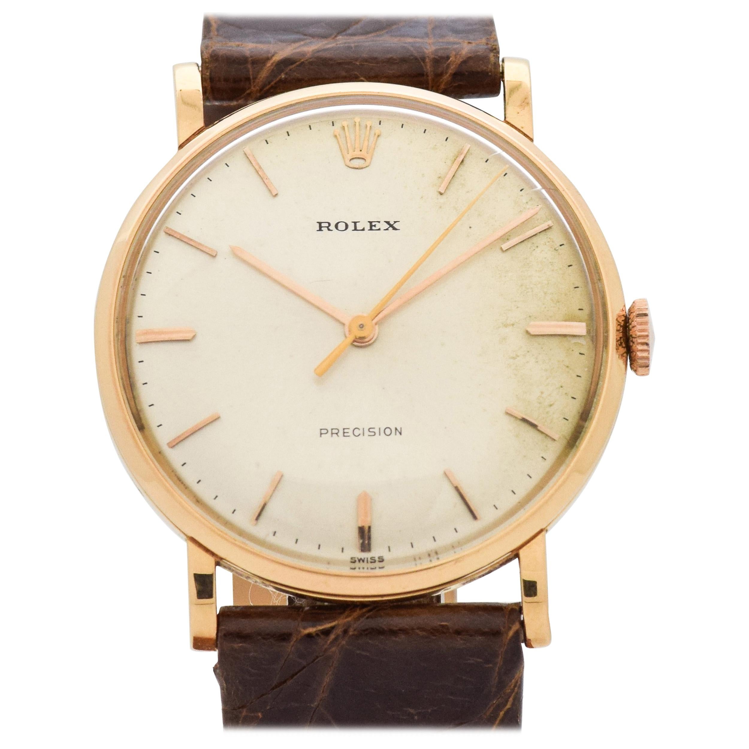 Rolex Precision Reference 9659 18 Karat Rose Gold Watch, 1958 For Sale