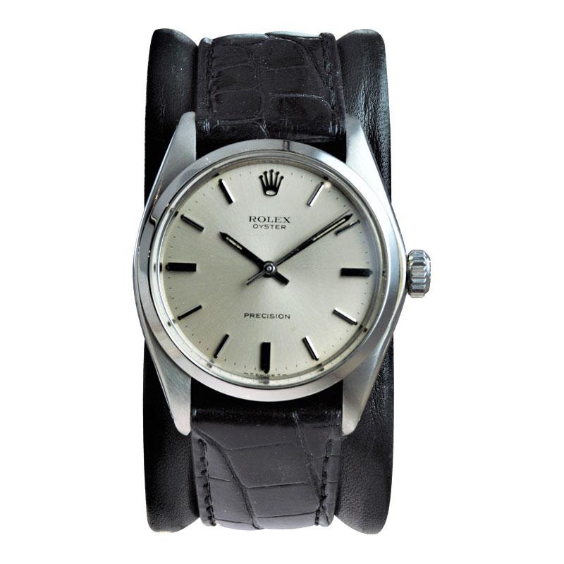 FACTORY / HOUSE: Rolex Watch Co.
STYLE / REFERENCE: Oyster / Ref 6426
METAL / MATERIAL: Stainless Steel
CIRCA / YEAR: 1973 / 74
DIMENSIONS / SIZE: 40mm x 34mm
MOVEMENT / CALIBER: Manual Winding / 17 Jewels / Cal.1225
DIAL / HANDS: Original Silvered