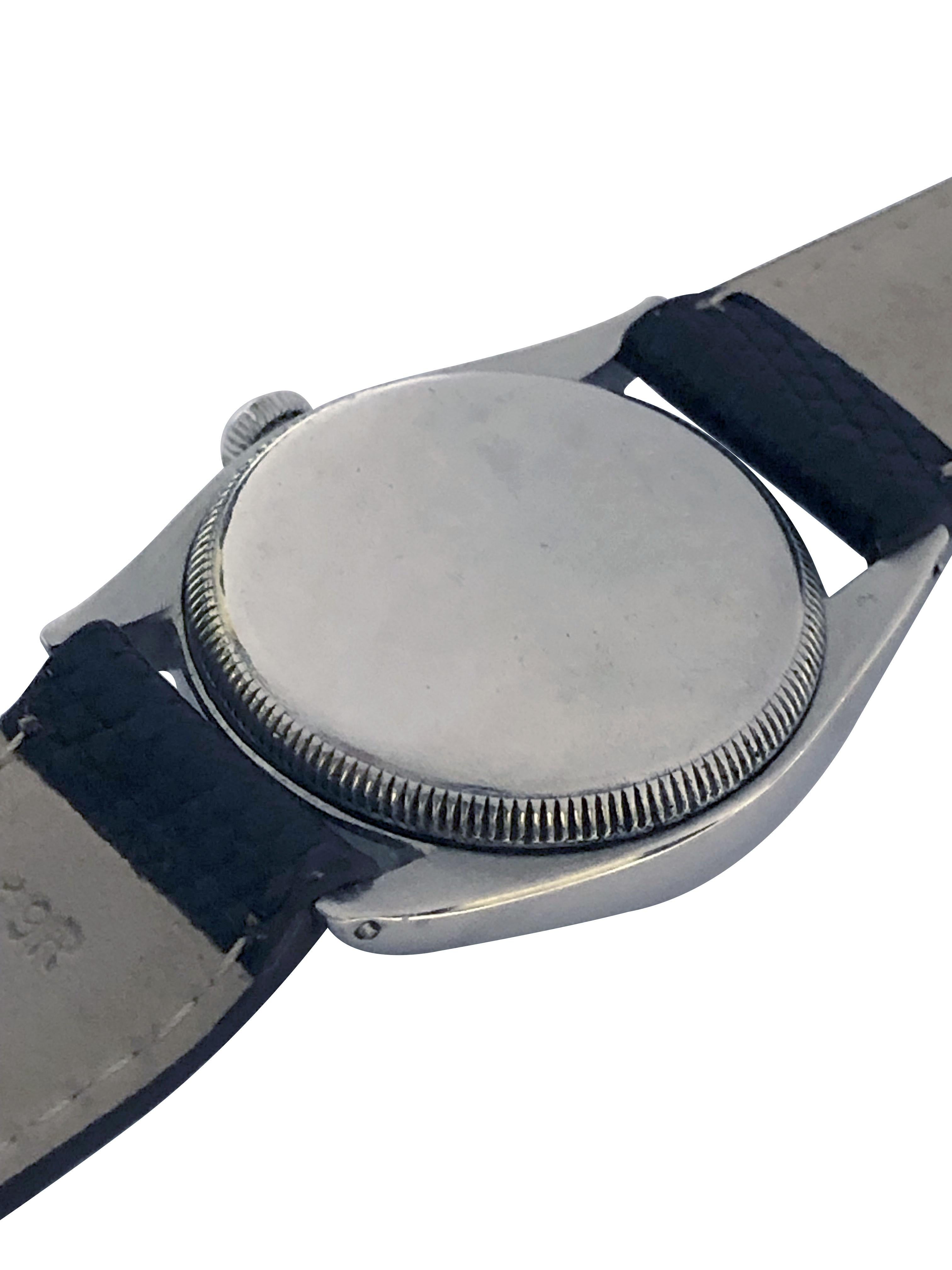 Circa 1948 Rolex Precision Wrist watch, 32 M.M. Stainless Steel 3 Piece Oyster case, original Crown, 17 Jewel, Mechanical, Manual wind movement, Custom refinished 
