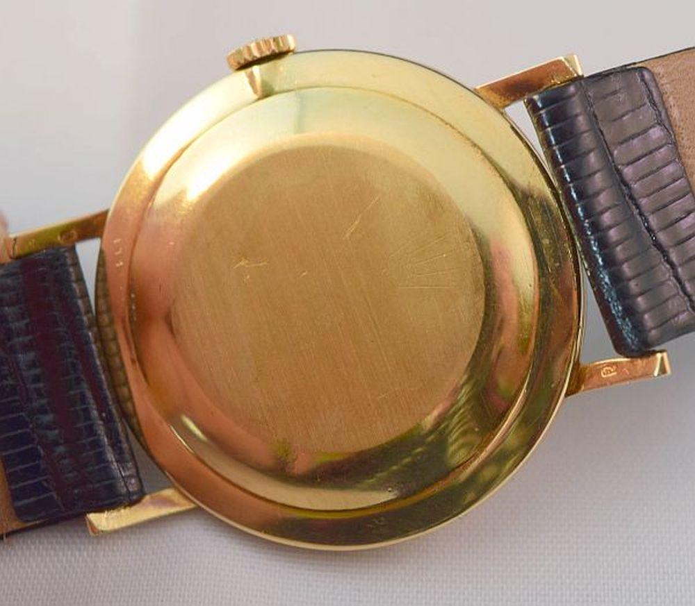Rolex Precision 18 K Gold-Uhr mit elegantem Mittelteil und zweifachem Zifferblatt Ref 9708 im Angebot 7