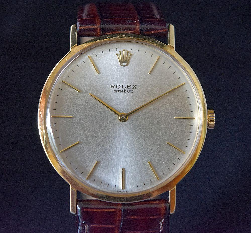 Rolex Precision 18 K Gold-Uhr mit elegantem Mittelteil und zweifachem Zifferblatt Ref 9708 im Angebot 4