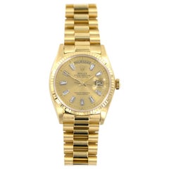 Rolex President 18 Karat Yellow Gold Diamond Dial Watch Reference Number 18038