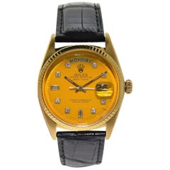 Retro Rolex President 18 Karat Yellow Gold with Custom Made Yellow Diamond Dial Watch