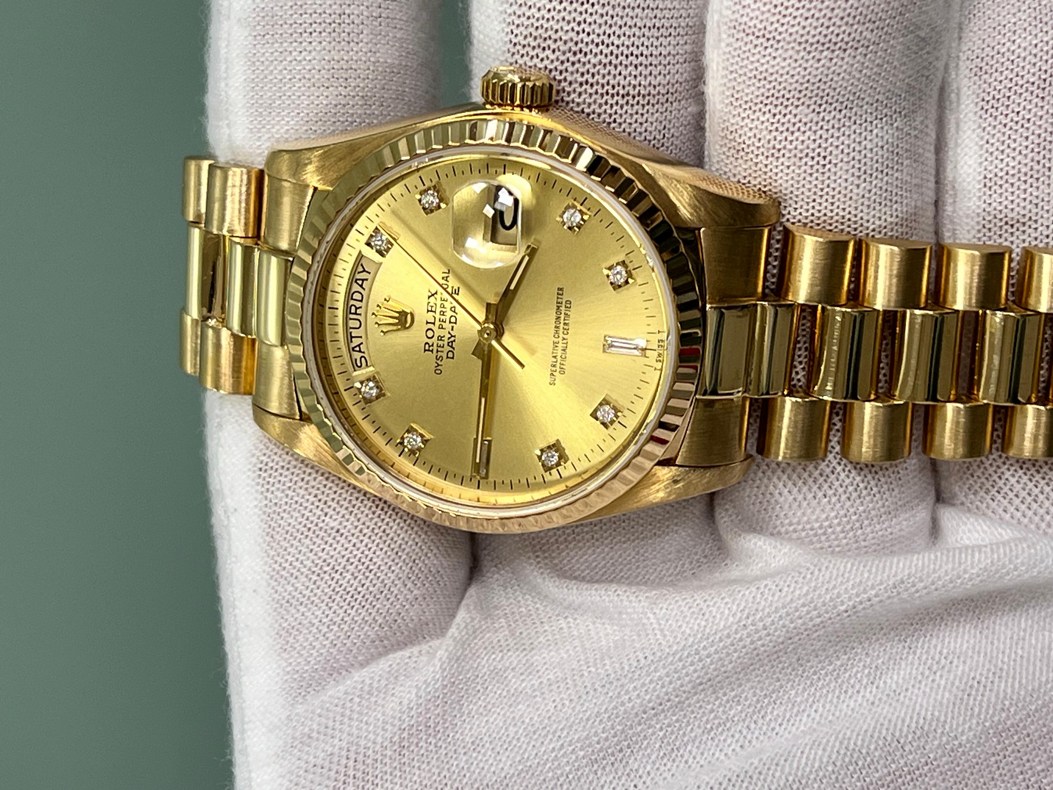 Rolex Präsident 18038 Tagesdatum Champagner-Diamant-Zifferblatt 18K Gelbgold 36mm 8