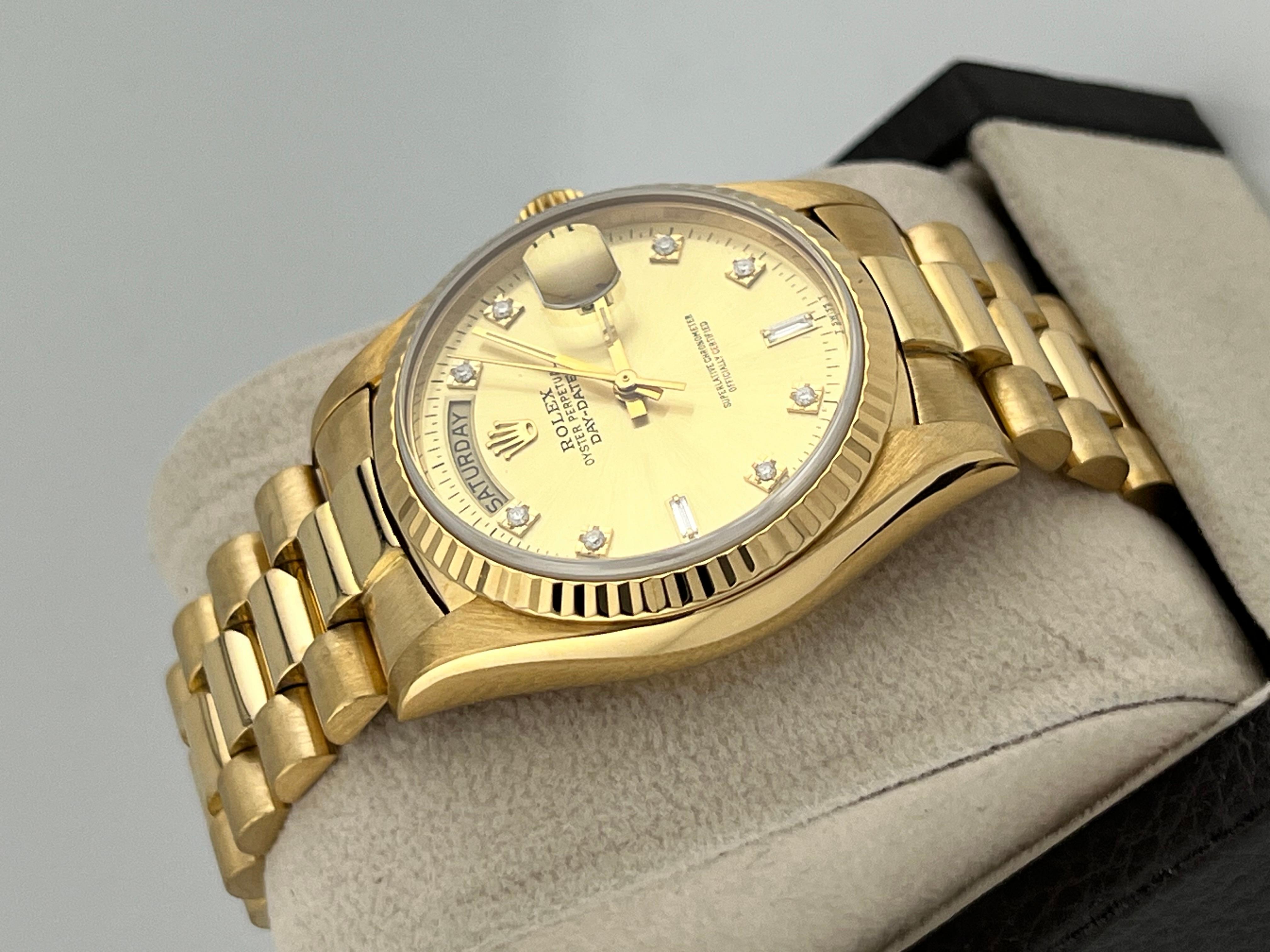 Rolex Präsident 18038 Tagesdatum Champagner-Diamant-Zifferblatt 18K Gelbgold 36mm Herren