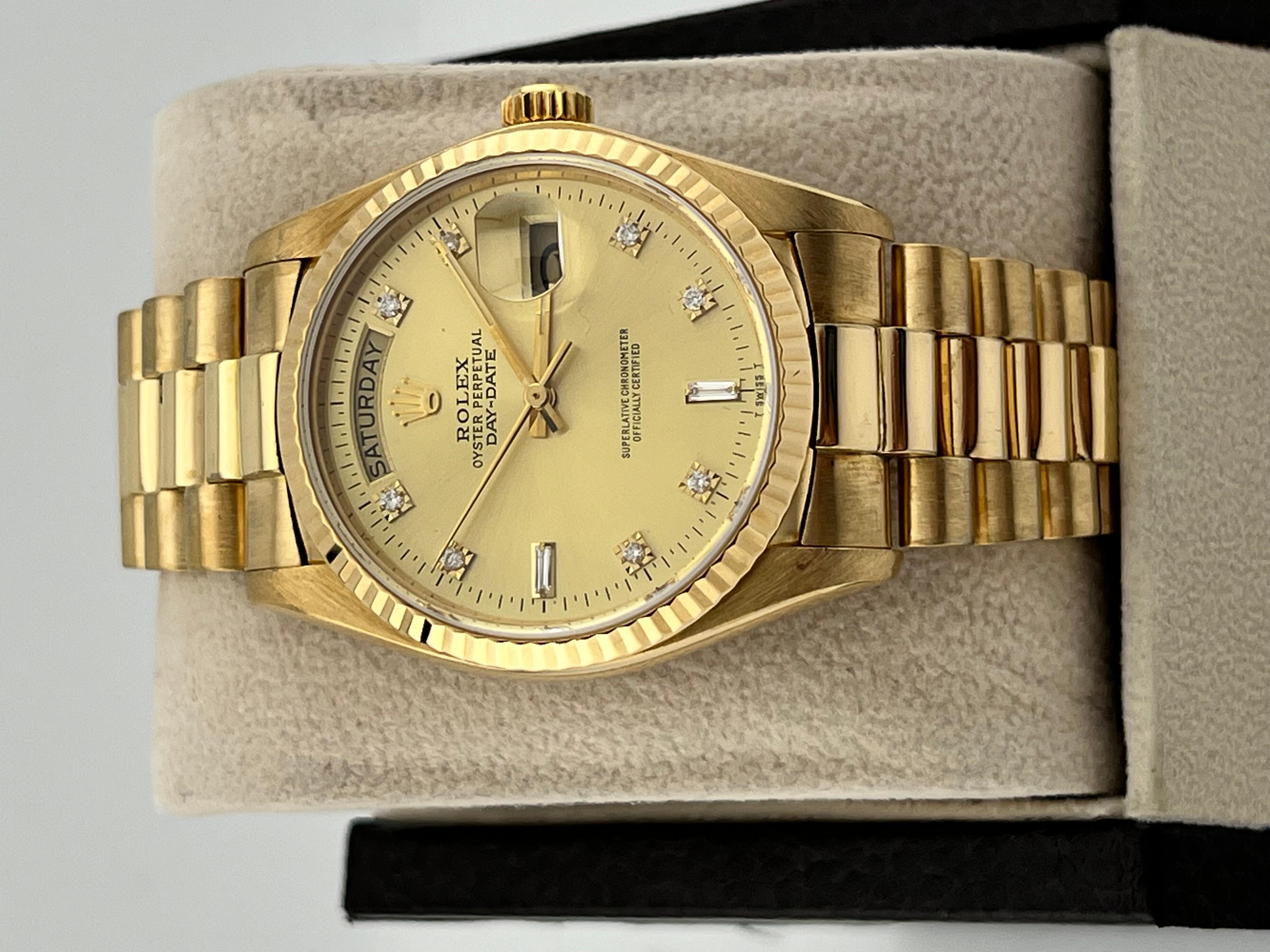 Rolex Präsident 18038 Tagesdatum Champagner-Diamant-Zifferblatt 18K Gelbgold 36mm 1