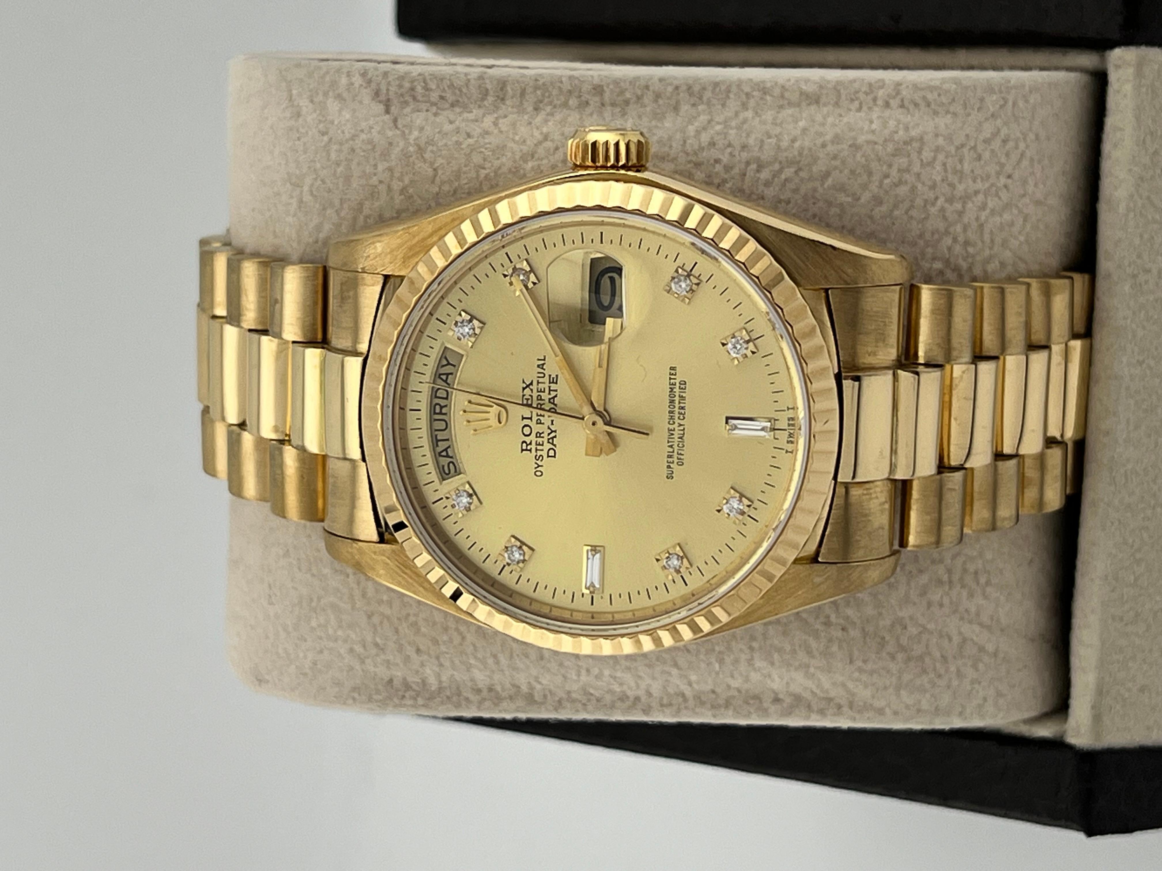 Rolex Präsident 18038 Tagesdatum Champagner-Diamant-Zifferblatt 18K Gelbgold 36mm 2