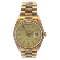 Rolex President 18078 Spanish Day-Date Yellow Gold Bark Finish Watch