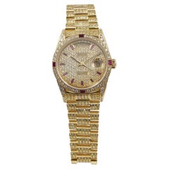Rolex President 18238 Maßgefertigte Diamanten & Rubine Day-Date 18k Gelbgold