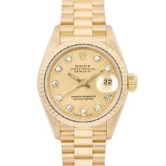 Rolex President 18K Yellow Gold Champagne Diamond Dial Watch 69178G Excellent