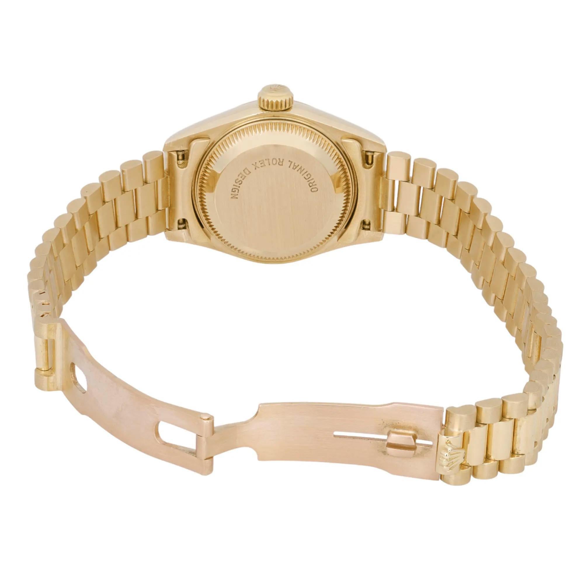 Rolex President 18K Yellow Gold Champagne Diamond Dial Watch 69178G Excellent For Sale 1