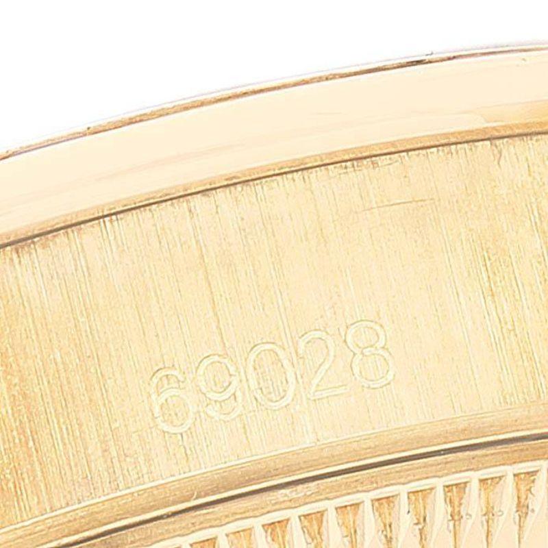 Rolex President Reloj de señora de oro amarillo de 18 quilates con diamantes y rubíes 69198 en Excelente estado para la venta en Atlanta, GA