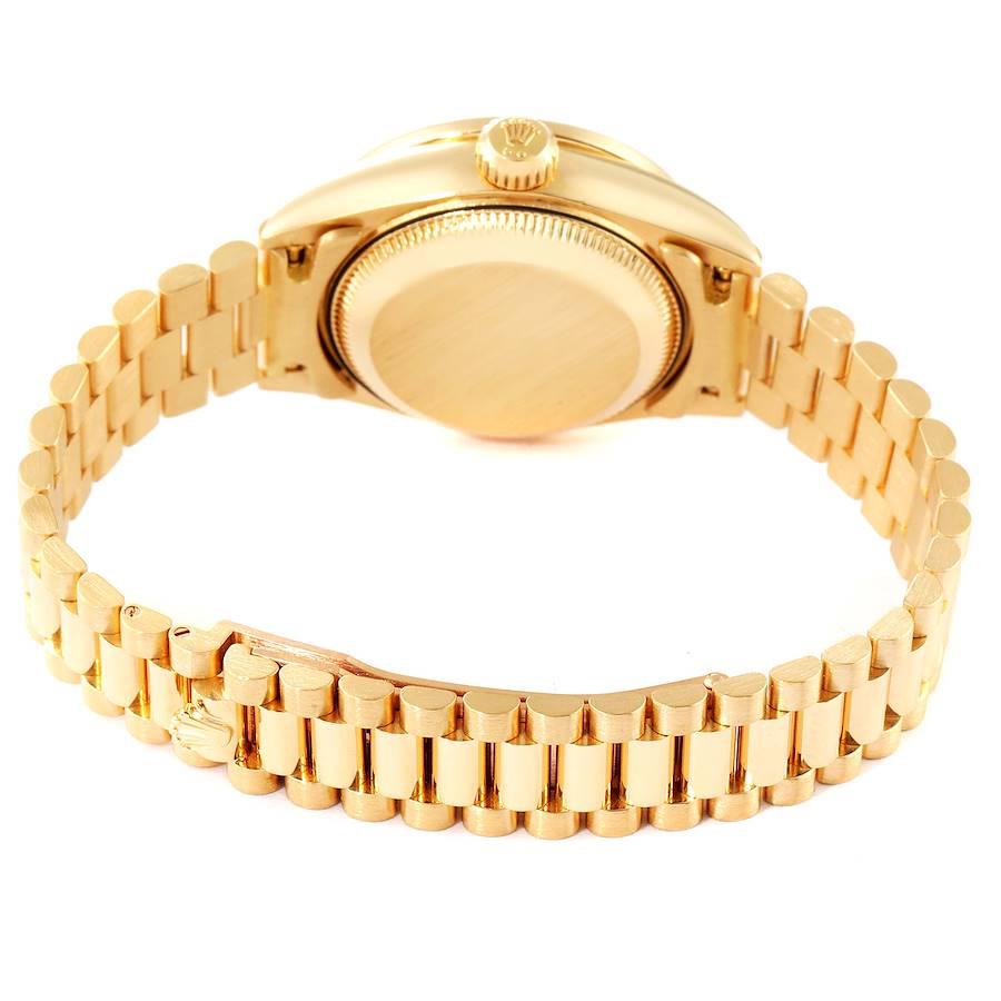 Rolex President Reloj de señora de oro amarillo de 18 quilates con diamantes y rubíes 69198 en venta 2