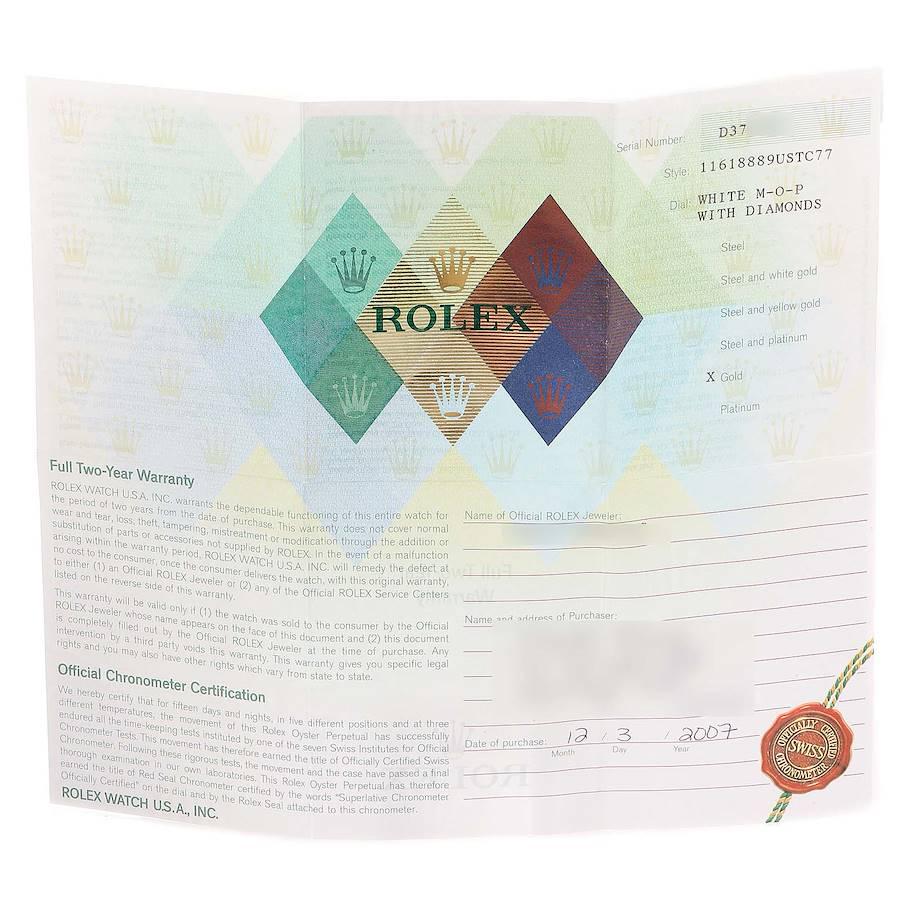 Rolex President 18k Gelbgold MOP Diamant-Zifferblatt Herrenuhr 116188 Box Card im Angebot 7