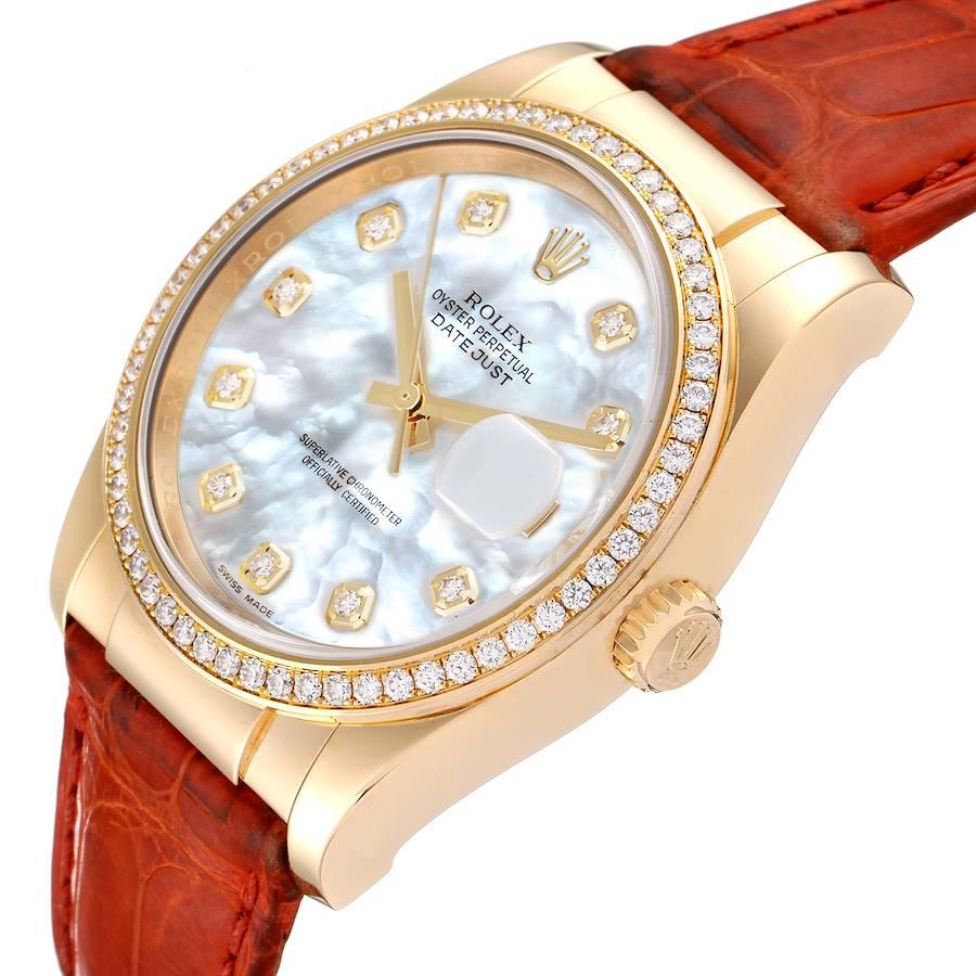 Rolex President 18k Yellow Gold MOP Diamond Dial Mens Watch 116188 Box Card en vente 1