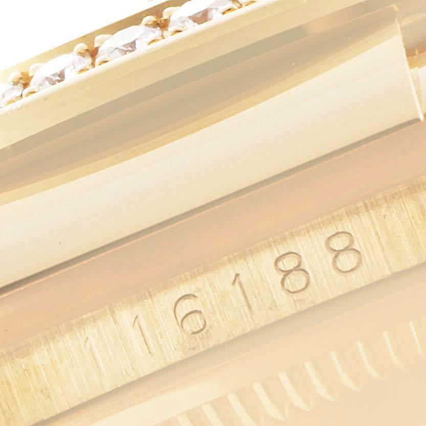 Rolex President 18k Gelbgold MOP Diamant-Zifferblatt Herrenuhr 116188 Box Card im Angebot 4