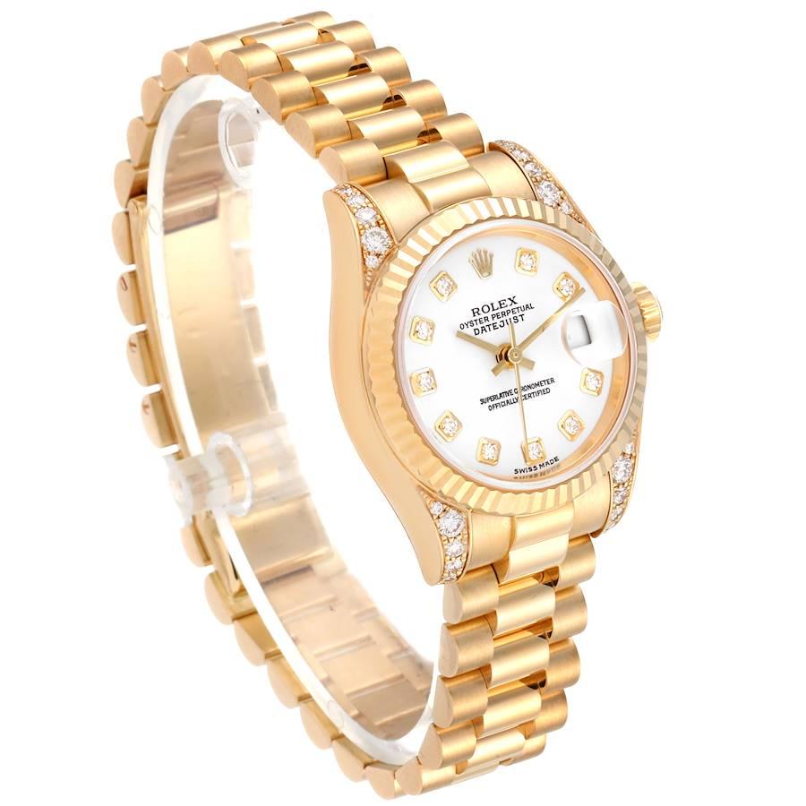 Rolex President 18 Karat Yellow Gold White Diamond Dial Watch 179238 Box Papers In Excellent Condition In Atlanta, GA