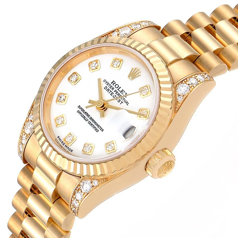 Rolex President 18 Karat Yellow Gold White Diamond Dial Watch 179238 Box Papers 1