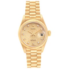 Rolex President 26 Yellow Gold Diamond Ladies Watch 69178 Box Papers