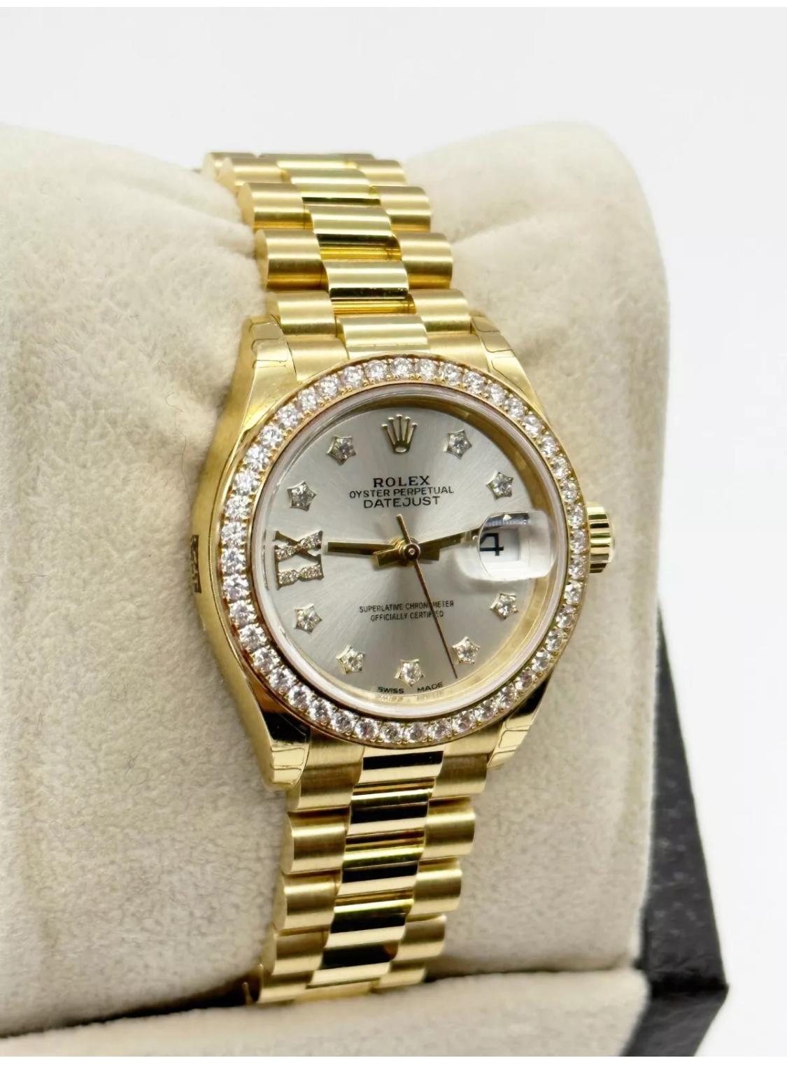 Women's Rolex President 279138RBR Diamonds 18K Gold 28mm Star Shape Dial New Stickers