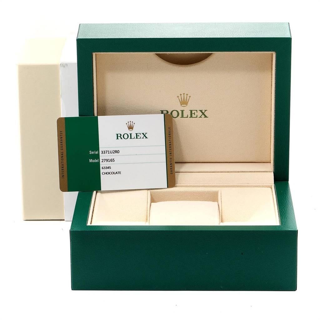 Rolex President 28 Rose Gold Chocolate Dial Ladies Watch 279165 Box Card 8