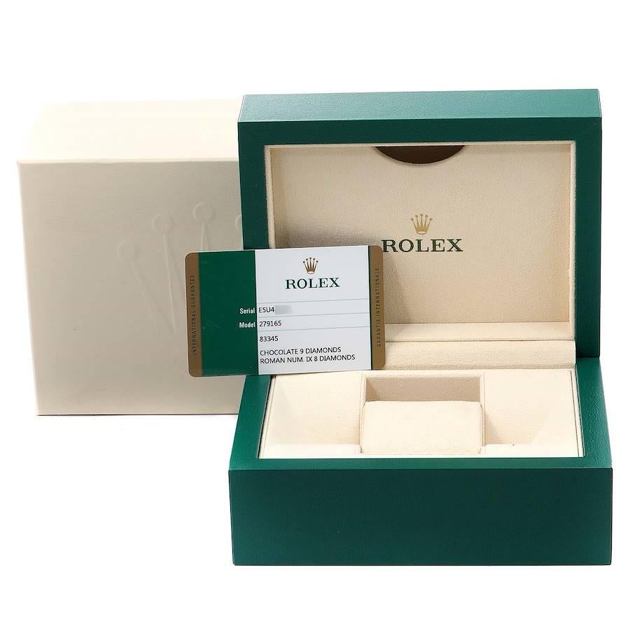 Rolex President 28 Rose Gold Chocolate Dial Ladies Watch 279165 Box Card 8