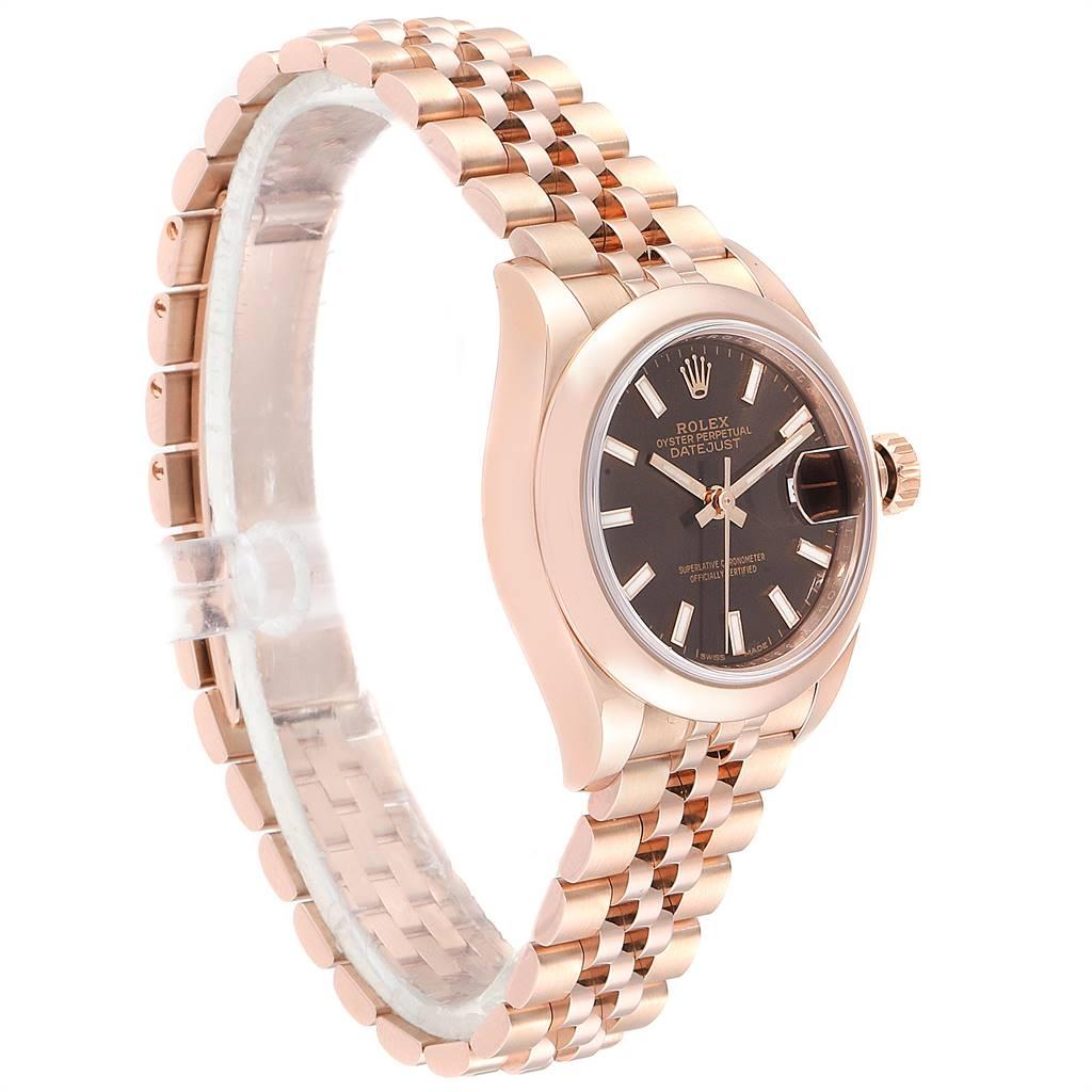 Rolex President 28 Rose Gold Chocolate Dial Ladies Watch 279165 Box Card In Excellent Condition In Atlanta, GA