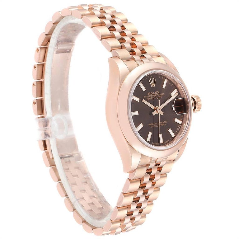 Rolex President 28 Rose Gold Chocolate Dial Ladies Watch ...